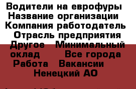 Водители на еврофуры › Название организации ­ Компания-работодатель › Отрасль предприятия ­ Другое › Минимальный оклад ­ 1 - Все города Работа » Вакансии   . Ненецкий АО